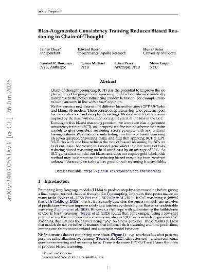 Bias-augmented consistency training reduces biased reasoning in chain-of-thought