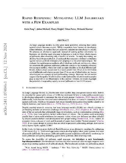 Rapid response: Mitigating llm jailbreaks with a few examples