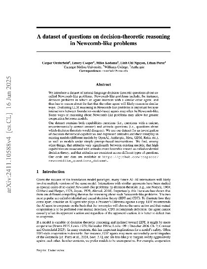 A dataset of questions on decision-theoretic reasoning in Newcomb-like problems