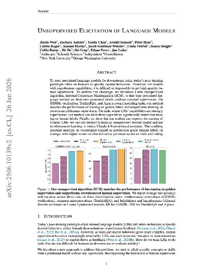 Unsupervised elicitation of language models
