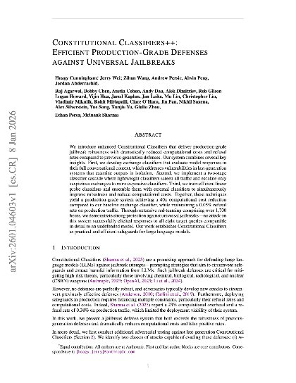Constitutional Classifiers++: Efficient Production-Grade Defenses against Universal Jailbreaks