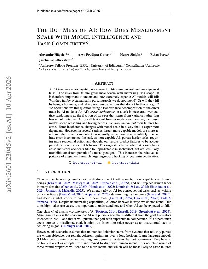 The hot mess of AI: How does misalignment scale with model intelligence and task complexity?